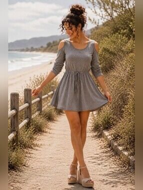 Anthropologie Lili’s Closet Cold Shoulder Dress SP Boho Beachy Casual Chic